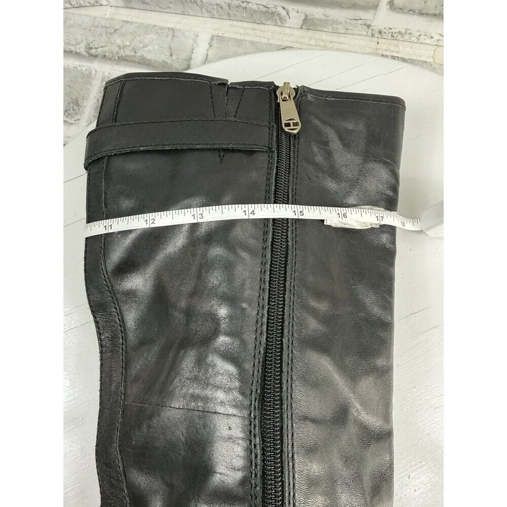 Tommy Hilfiger TWDEXTER Women’s Size 10 Black Leather Knee High Riding Boots